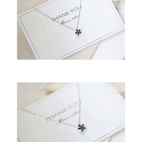 NEW 925 Sterling Silver Pearl Flower Necklace - Picture 3 of 5